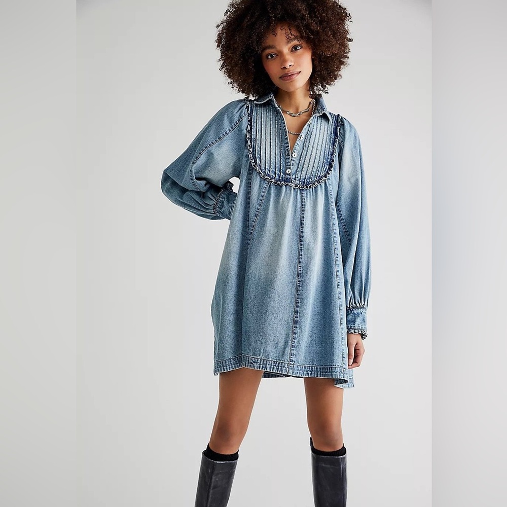 Free People Arabella Babydoll Mini Dress Sz L, NWT